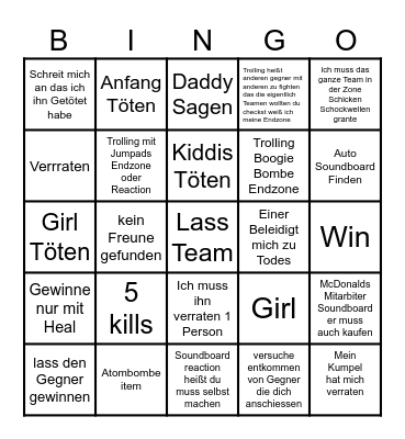 Fortnite Delulul Bingo Card