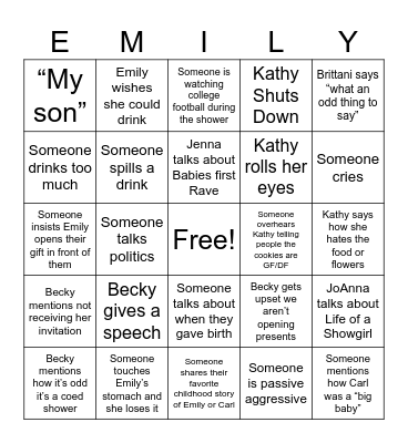 Baby Shower Bingo Card
