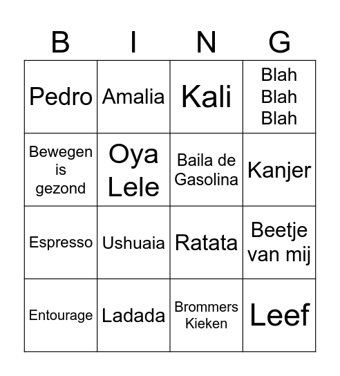 NINA EN ROSA Bingo Card