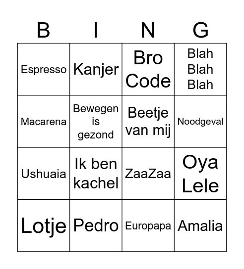 NINA EN ROSA Bingo Card