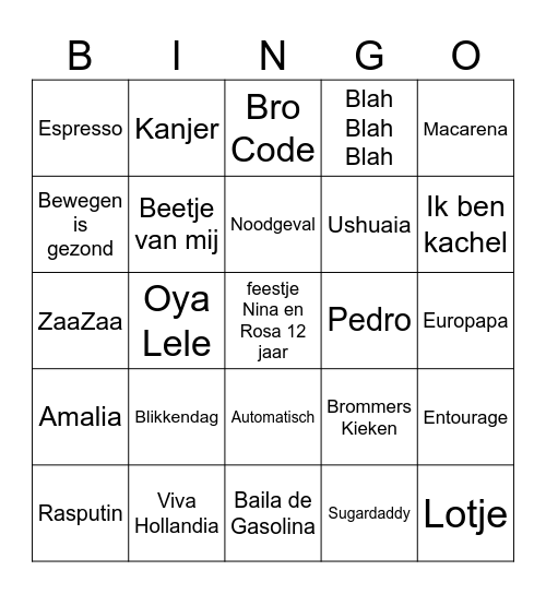 NINA EN ROSA Bingo Card