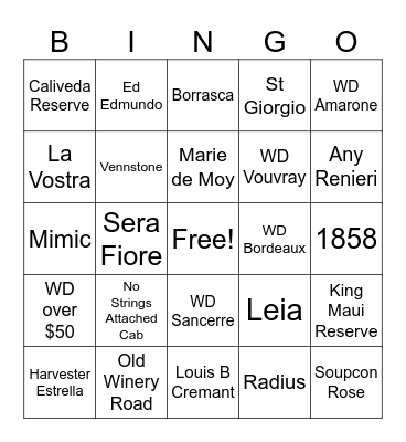 Saturday Sales Wine Bingo Card