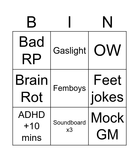 Annoying board Bingo Card