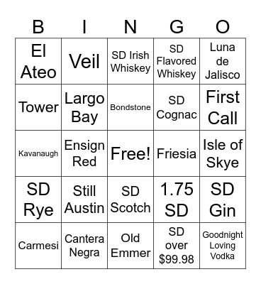 Saturday Sales Spirits Bingo Card