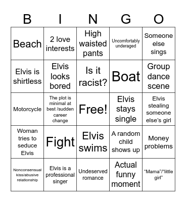 Elvis movies Bingo Card