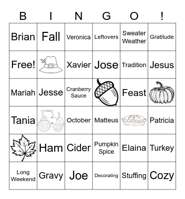 THANKSGIVING Bingo Card