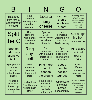 NYC BINGO!!!!! Bingo Card