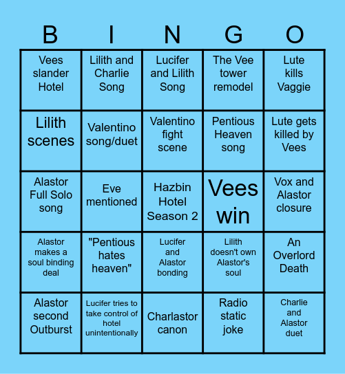 HAZBIN HOTEL SEASON 2 Bingo Card