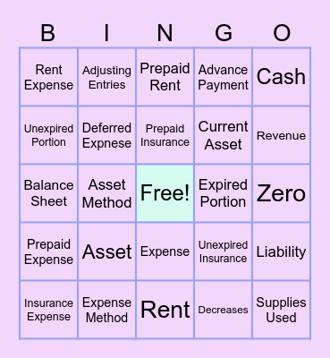 Review_Prepaid Expenses Bingo Card