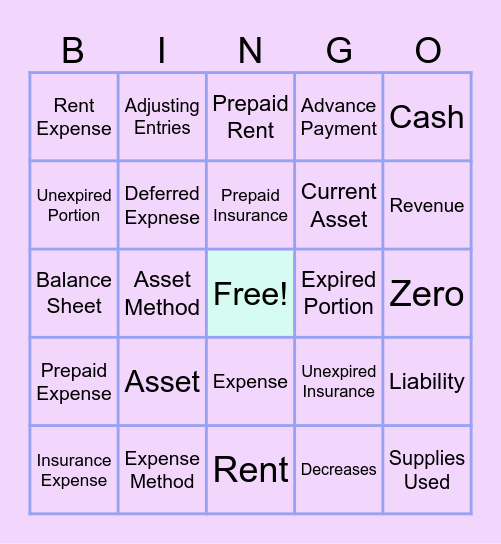 Review_Prepaid Expenses Bingo Card