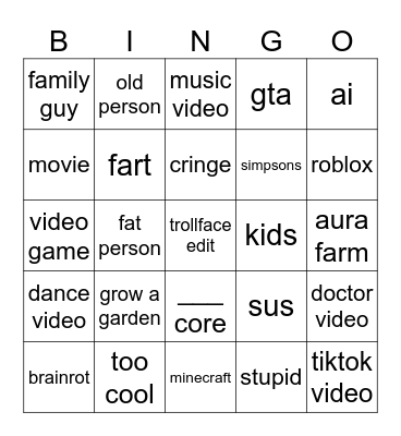 youtube shorts bingo Card