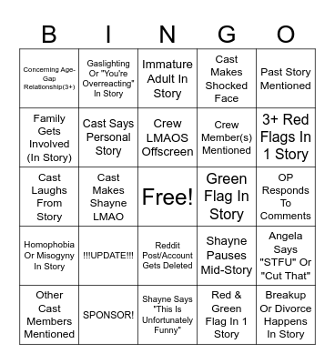 SRRS Bingo Card