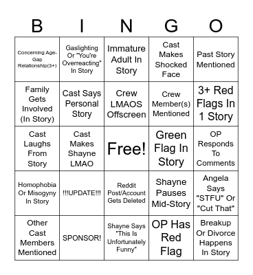 SRRS Bingo Card
