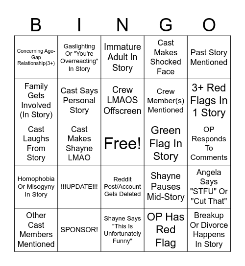 SRRS Bingo Card