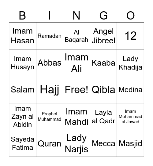 Muslim Journeys Bingo Card