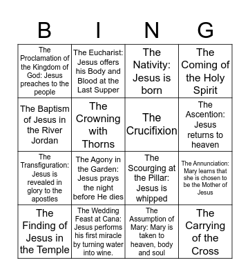 Rosary Bingo Card