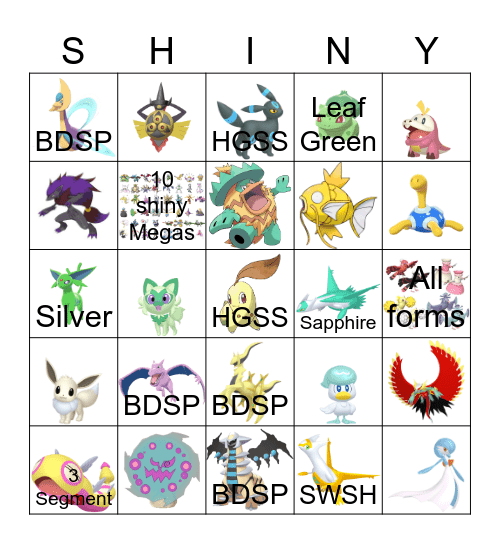 Shiny Pokemon 2026 ✨️ Bingo Card