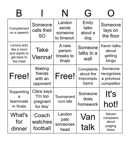 Sleech ans debage Bingo Card