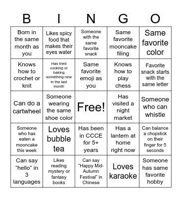 CCCE Bingo! Bingo Card