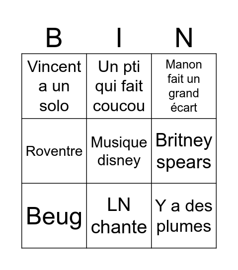Gala Bingo Card