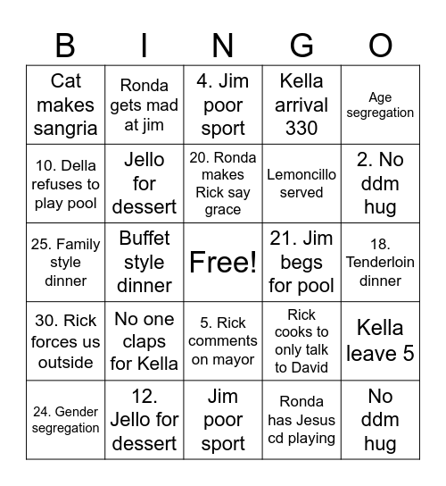 Thanks Bingo Card