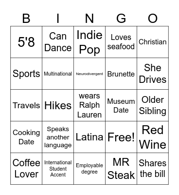 David's Type Bingo Card