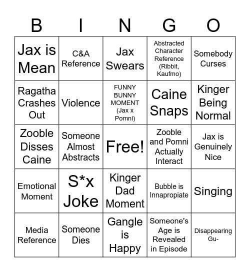 TADC Bingo Card