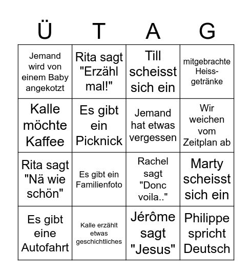 Überraschungstag Bingo Card