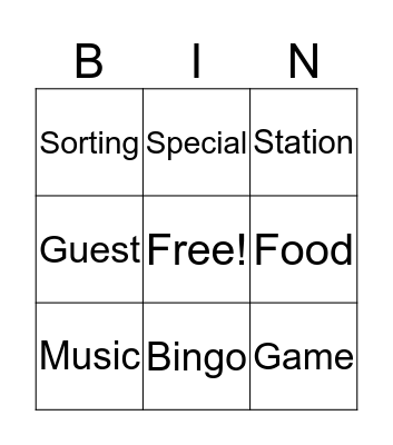 Family Reading Night Bingo Card