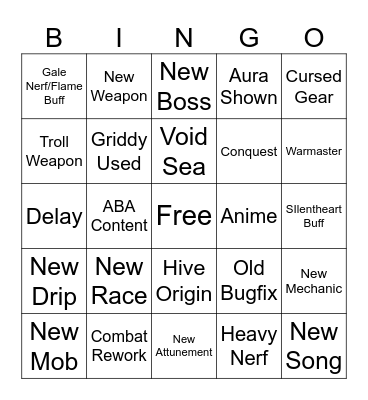 DEEPWOKEN Q&A BINGO Card