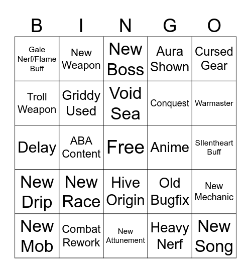 DEEPWOKEN Q&A BINGO Card