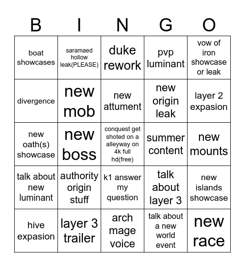 dw direct verse 3 Bingo Card