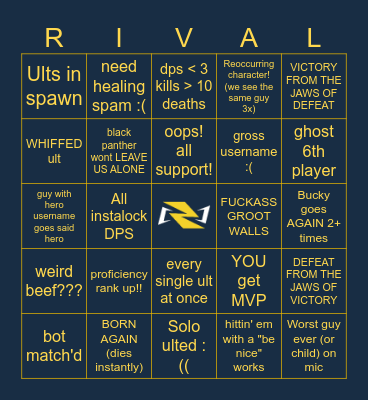 MARVEL RIVALS BINGO Card