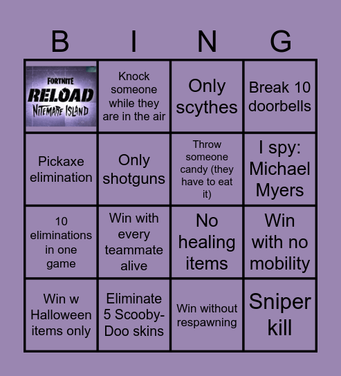 Reload Bingo Card