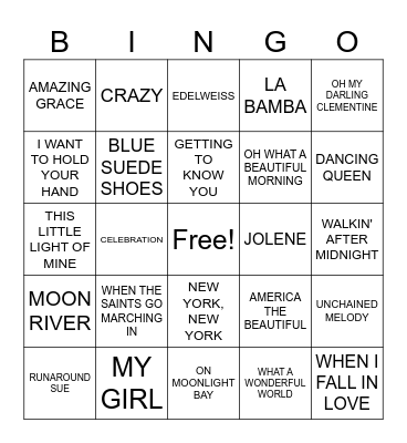 MUSIC BINGO Card