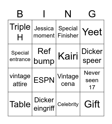 CJ Bingo Card
