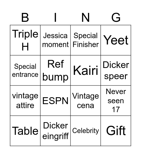 CJ Bingo Card