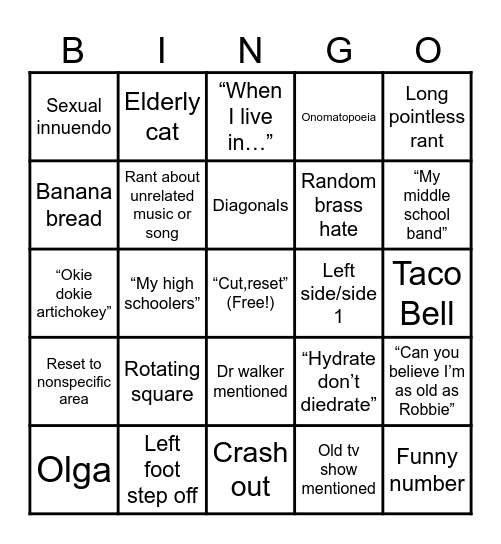 Dr Larson Bingo Card