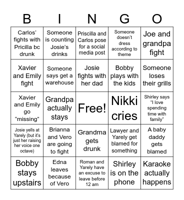 Xavier’s Birthday Bingo Card