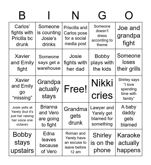 Xavier’s Birthday Bingo Card