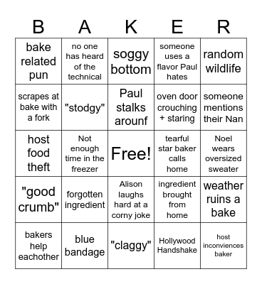 Bake off bingo Card