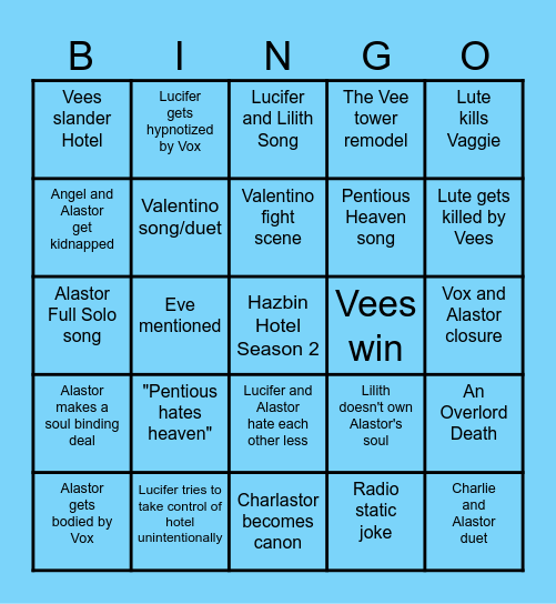 HAZBIN HOTEL SEASON 2 Bingo Card