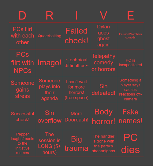 CAIN: Derby Dogs - Mission 5.1 Bingo Card