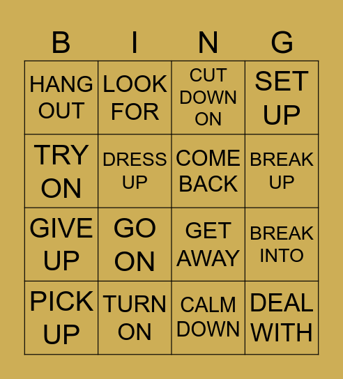 PHRASAL VERBS Bingo Card