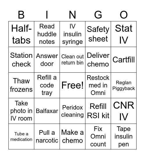 Pharmacy Technician BINGO!!! Bingo Card