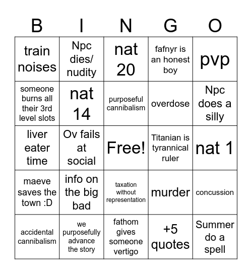 session 57 Bingo Card