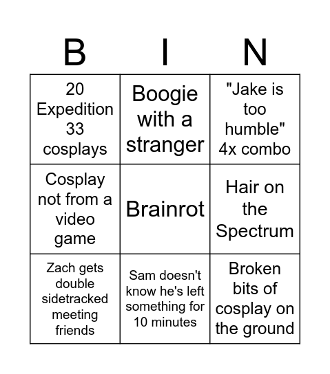 PAX Bingo Card