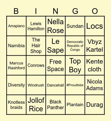 Black History Month Celebration Bingo Card