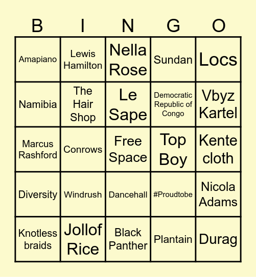 Black History Month Celebration Bingo Card