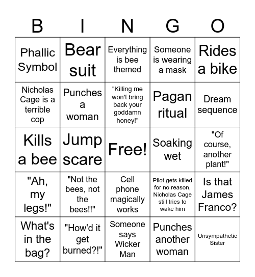 The Wicker Man Bingo Card